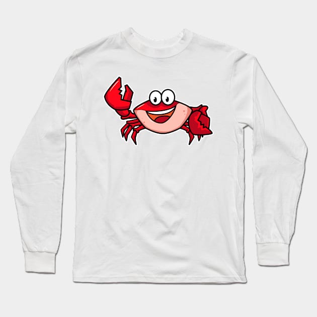 Crab Cartoon Long Sleeve T-Shirt by MyBeautifulFiles